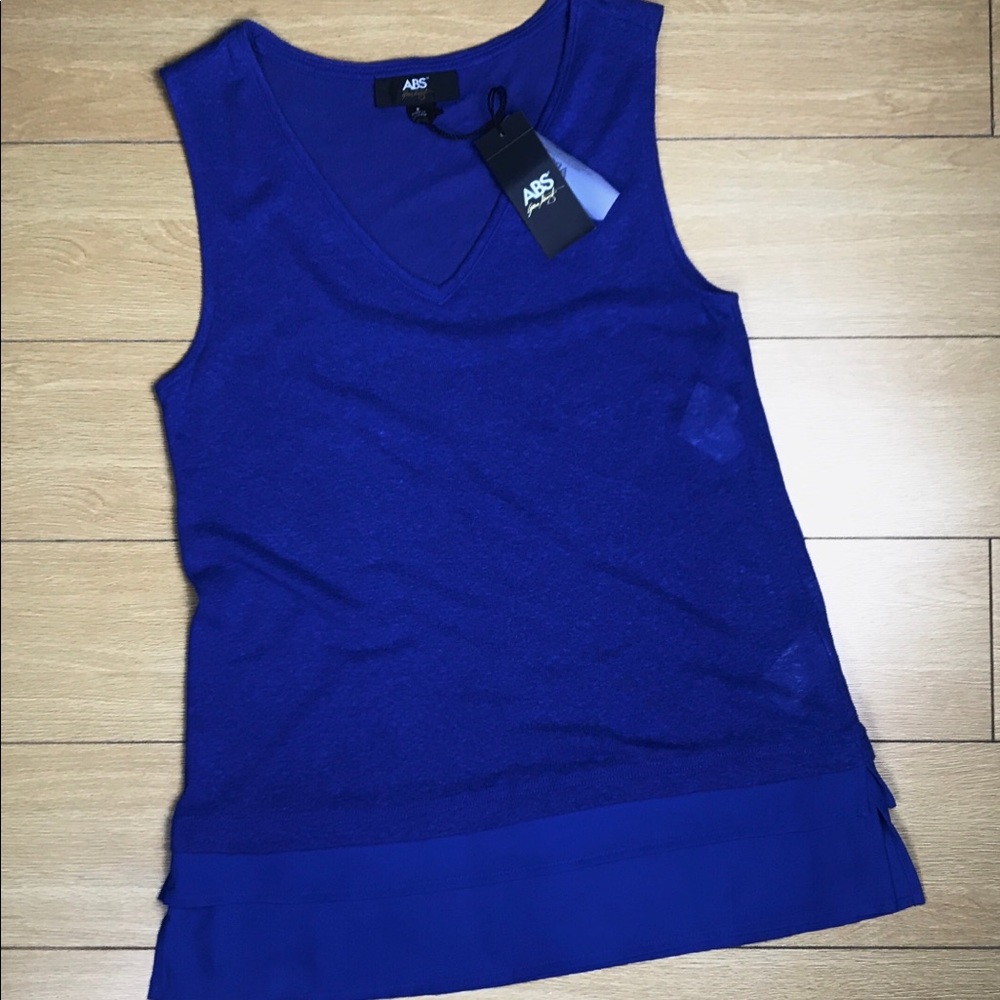 ABS by Allen Schwartz blue sleeveless tank blouse